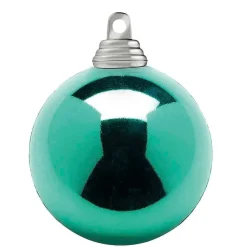 Bolas De Navidad Verde Agua Brillante De Plástico Ignífugo, 6 Cm Ø - 24 Unidades.