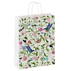 Bolsa De Papel De Regalo Kraft "Colibrí" 18 X 22 X 8 Cm 50 Uds.