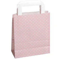 Bolsa De Papel Kraft "Puntitos" 22 X 18 Cm, Rosada