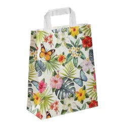 Bolsa De Papel Kraft "Tropical" 28 X 22 X 10 Cm