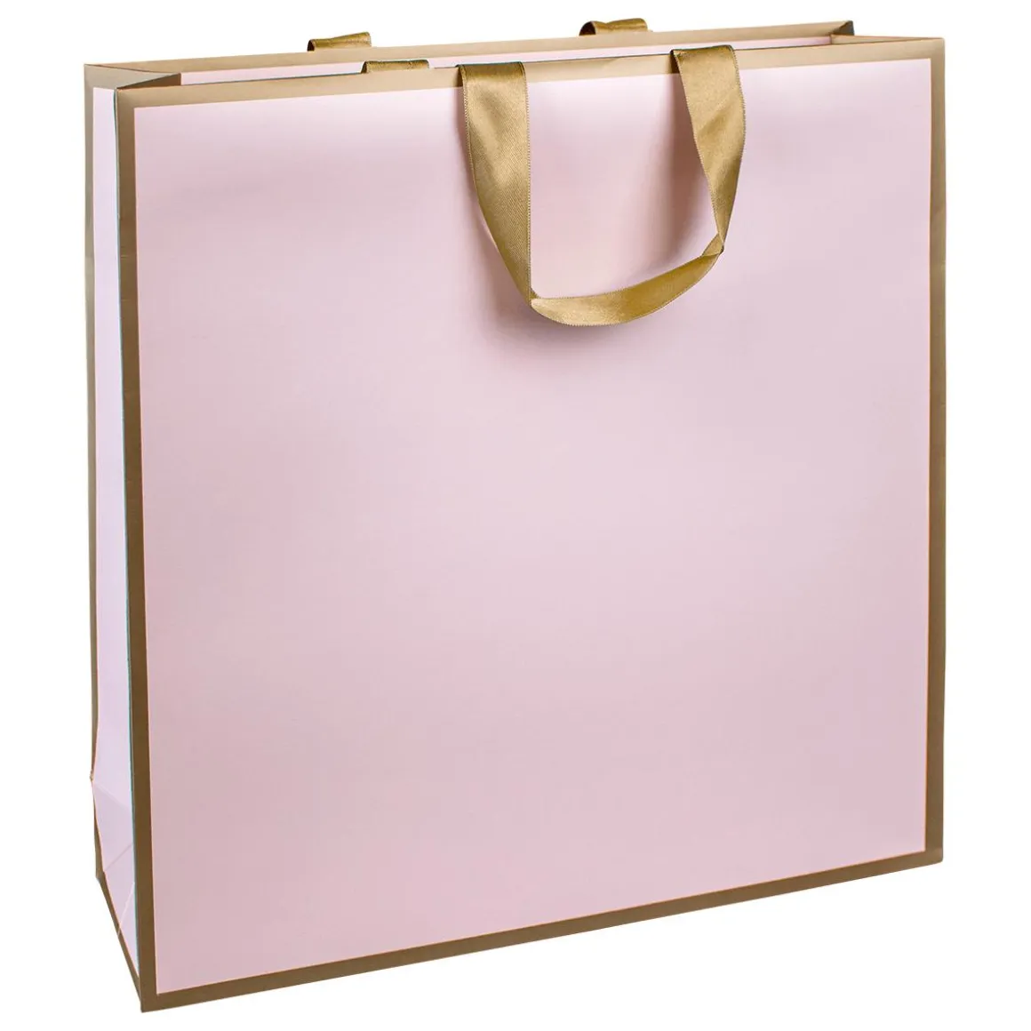 Bolsa De Papel "Metálica" 35 X 35 X 13 Cm Rosa Y Oro 10 Piezas