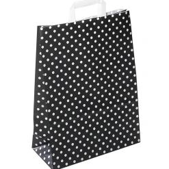 Bolsa De Papel Negra "Dots" 40 X 32 Cm 50 Unidades
