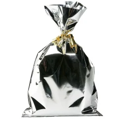 Bolsa De Regalo, Brillante, Color Plata, 20 X 35 Cm