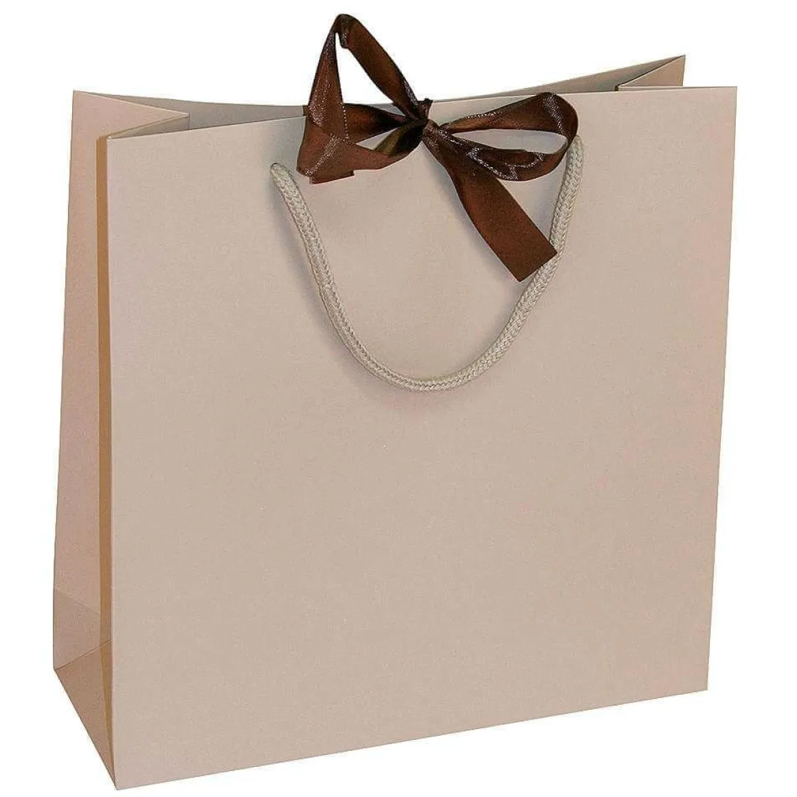 Bolsas De Regalo, 27,5 X 27,5 Cm, Arena 25 Piezas, 200g/m², Con Lazo De Raso A Juego