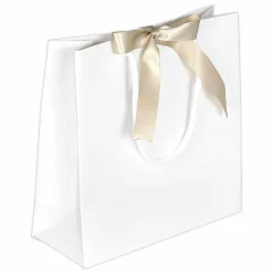 Bolsas De Regalo 20 X 20 X 8 Cm Blancas 25 Piezas, 200 G M² Con Lazo De Raso A Juego