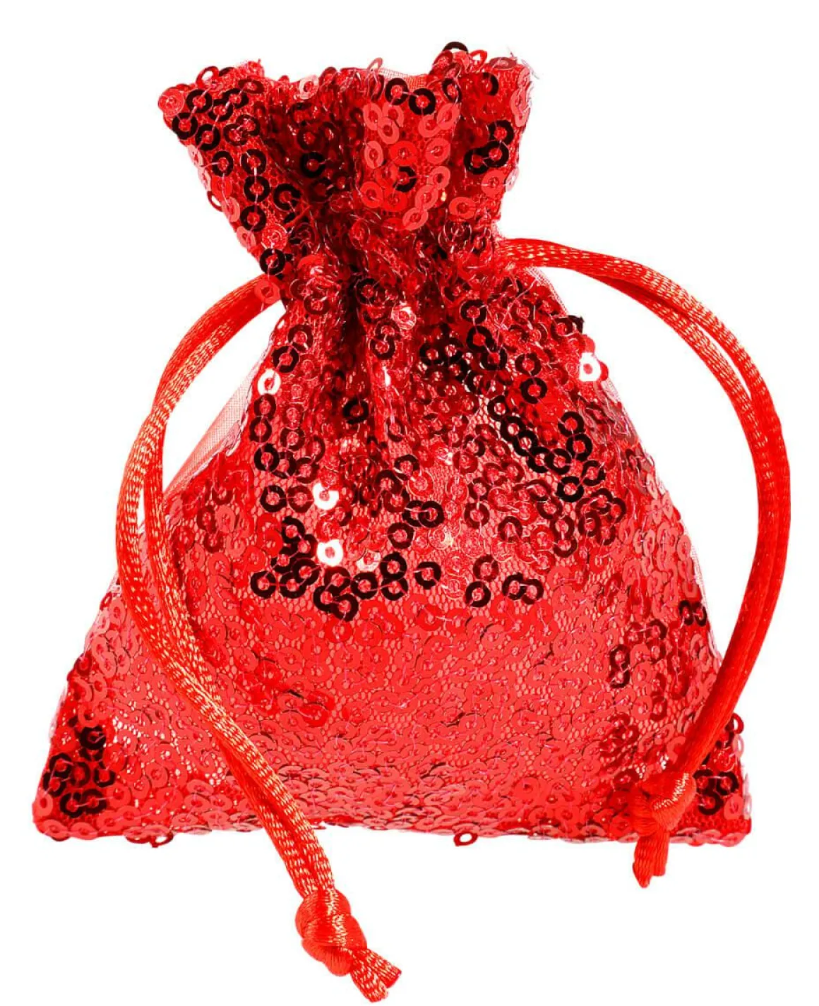 Bolsitas De Organza Lentejuelas 10 Cm, 10 Piezas, Rojo