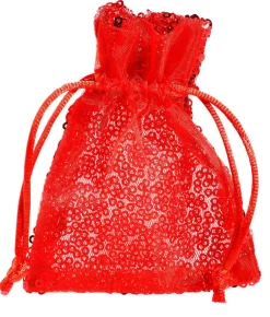 Bolsitas De Organza Lentejuelas 10 Cm, 10 Piezas, Rojo