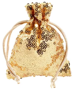 Bolsitas De Organza Lentejuelas 10 Cm, 10 Piezas, Oro
