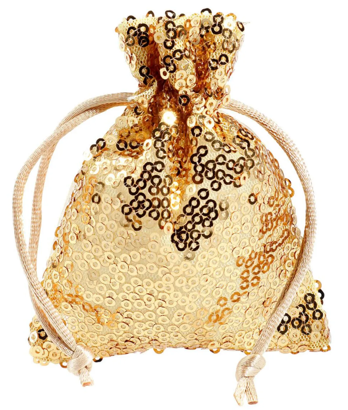 Bolsitas De Organza Lentejuelas 10 Cm, 10 Piezas, Oro