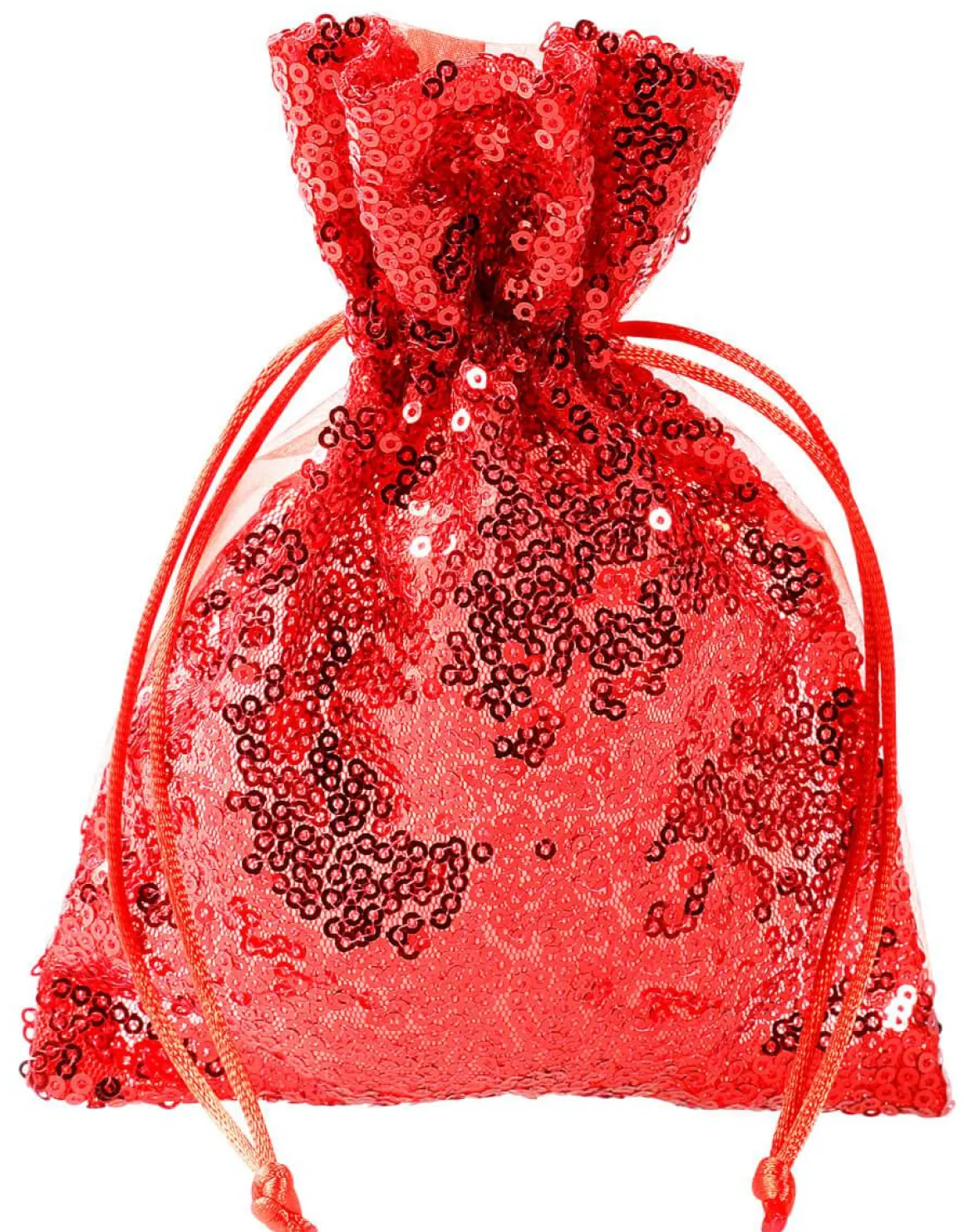 Bolsitas De Organza Lentejuelas 18 Cm, 10 Piezas, Rojo