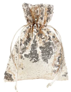 Bolsitas De Organza Lentejuelas 18 Cm, 10 Piezas, Champán