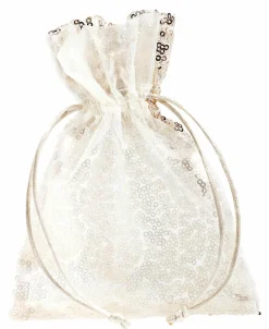 Bolsitas De Organza Lentejuelas 18 Cm, 10 Piezas, Champán