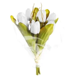 Buqué De Tulipanes Artificiales Blanco, 30 Cm