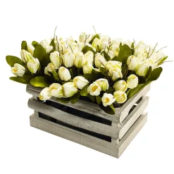 Buqué De Tulipanes Artificiales Blanco, 30 Cm