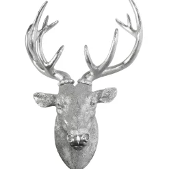 Cabeza De Ciervo Decorativa Para Pared Anchura 45 Cm Plata