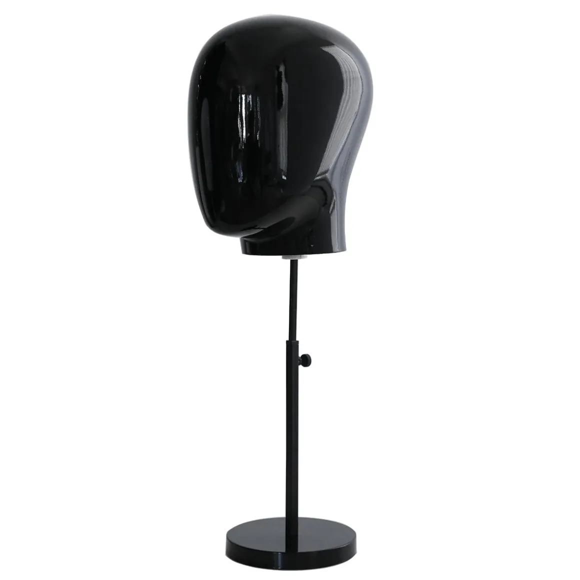 Cabeza De Maniquí De Hombre Negra Con Soporte 29 X 29 X 40 Cm