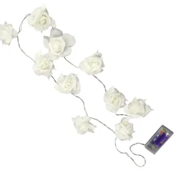 Cadena De Luces A Pilas Con Rosas Blancas 110 Cm