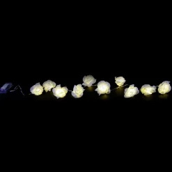 Cadena De Luces A Pilas Con Rosas Blancas 110 Cm