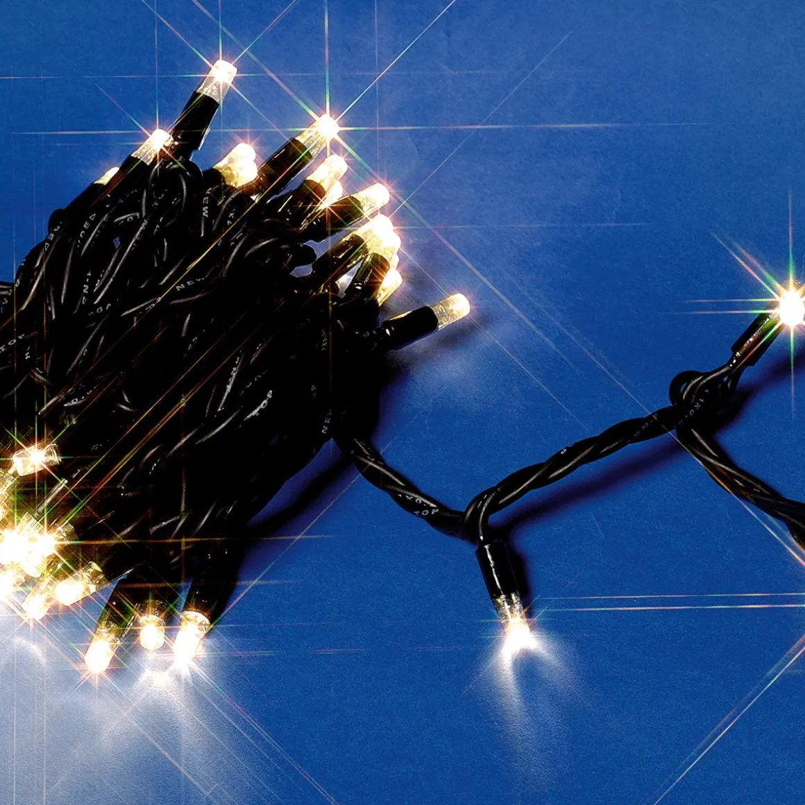 Cadena De Luces De Bajo Voltaje Negra 10m IP44 100LED Blanco Cálido