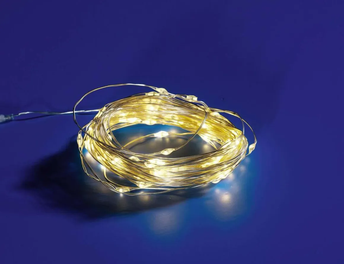 Cadena De Luces LED Con Alambre Con Baterías Para Exteriores, 100 LED, 10 M