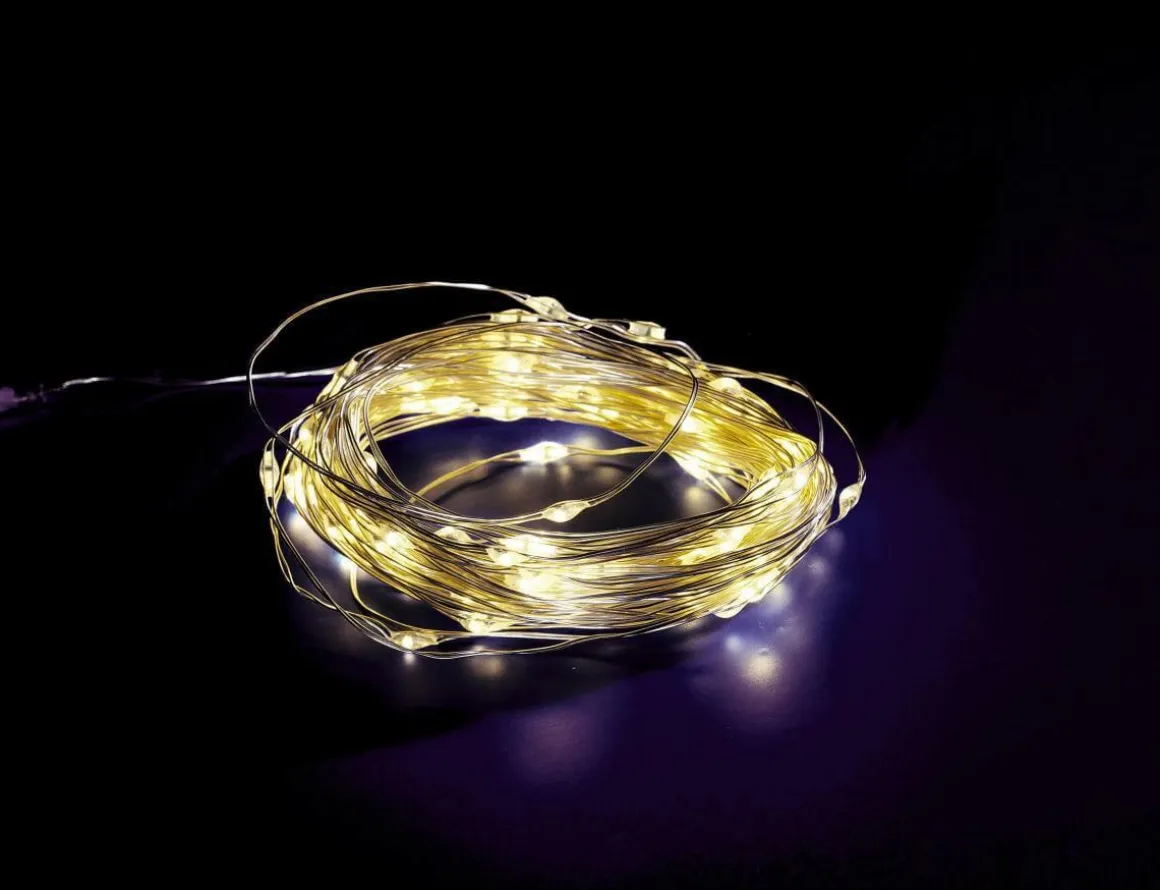 Cadena De Luces LED Con Alambre Con Baterías Para Exteriores, 100 LED, 10 M