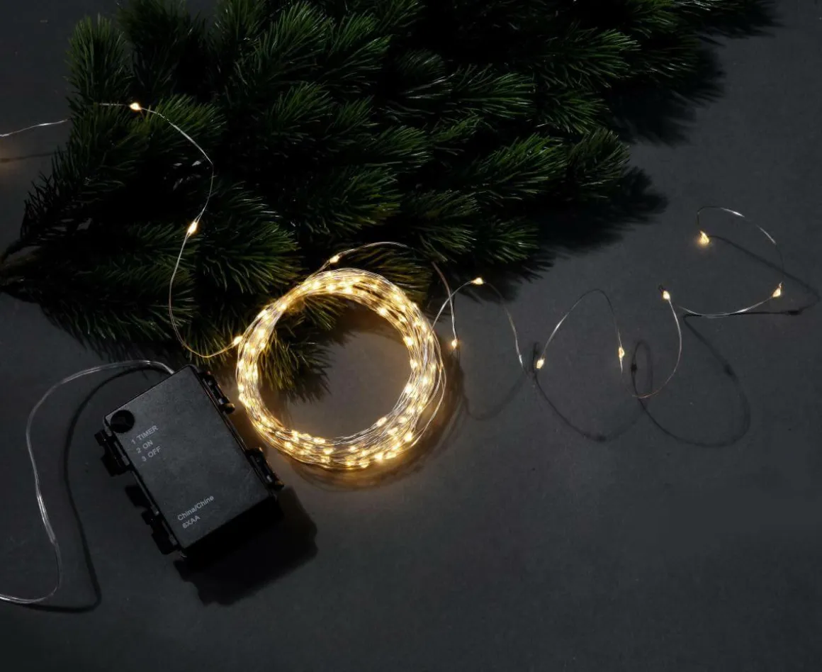 Cadena De Luces LED Con Alambre Con Baterías Para Exteriores, 100 LED, 10 M