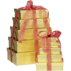 Cajas De Cartón De Regalo, Color Dorado, 10 Pz.