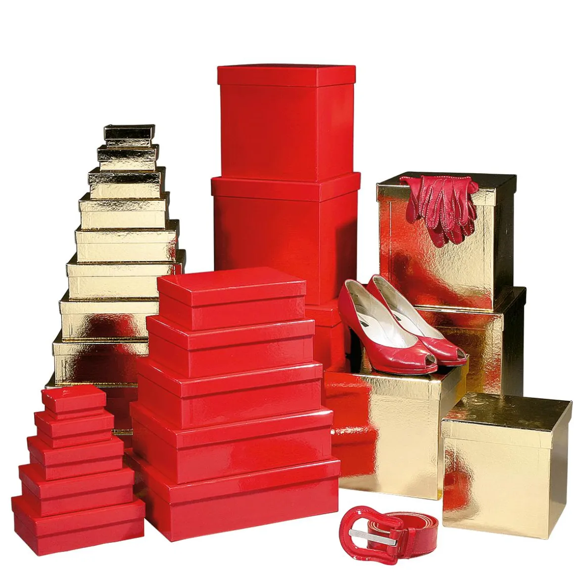 Cajas De Cartón De Regalo, Color Dorado, 10 Pz.