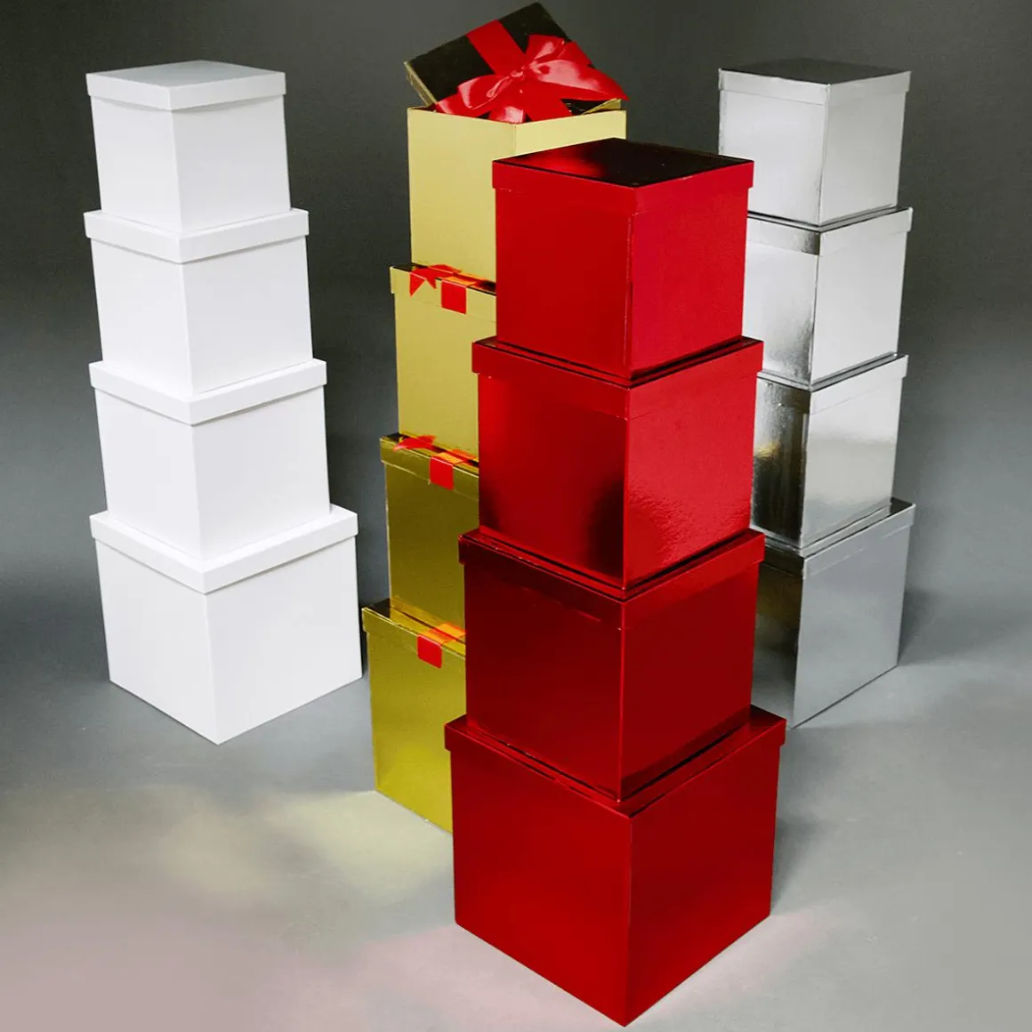 Cajas De Cartón De Regalo, Color Rojo, 4 Pz.