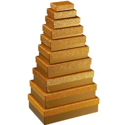 Cajas De Cartón De Regalo Color Dorado, 10 Pz.