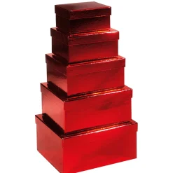 Cajas De Cartón De Regalo Metálicas, Rojas, 5 Piezas