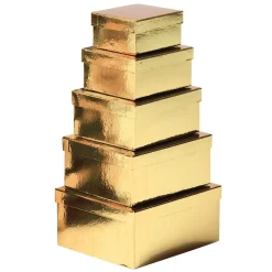 Cajas De Cartón De Regalo Metálicas, Oro, 5 Piezas