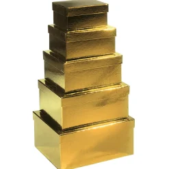 Cajas De Cartón De Regalo Metálicas, Oro, 5 Piezas