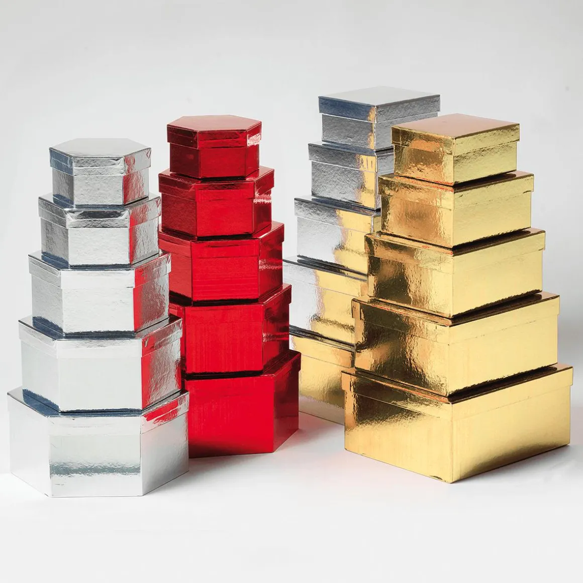 Cajas De Cartón De Regalo Metálicas, Oro, 5 Piezas