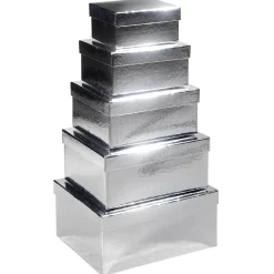 Cajas De Cartón De Regalo Metálicas, Plata, 5 Piezas
