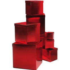 Cajas De Cartón De Regalo Majestic Metallic, Rojas, 8 Piezas