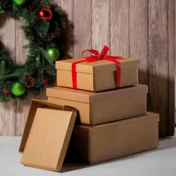 Cajas De Cartón De Regalo Marrón 30 X 23 X 11 Cm 10 Piezas