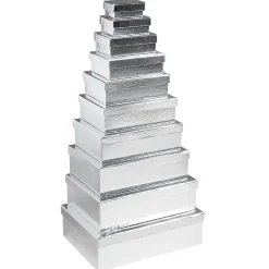 Cajas De Regalo Cajas De Regalo Plateadas, 10 Unidades 6,5 X 3,5 X 8,5 Hasta 22 X 9,5 X 31 Cm (ancho X Alto X Largo)