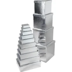 Cajas De Regalo Cajas De Regalo Plateadas, 10 Unidades 6,5 X 3,5 X 8,5 Hasta 22 X 9,5 X 31 Cm (ancho X Alto X Largo)