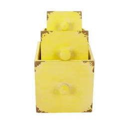 Cajones De Madera Rústica 3 Piezas Amarillo 9 X 12 X 15 Cm