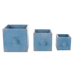 Cajones De Madera Rústica 3 Piezas Azul 9 X 12 X 15 Cm