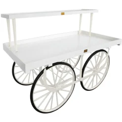 Carro De Mercado Completo Con Base Blanco, Cuerpo Blanco Y Tapa De Madera