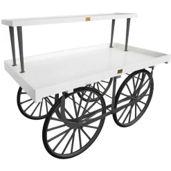 Carro De Mercado Completo Con Base Nero, Cuerpo Blanco Y Tapa De Madera
