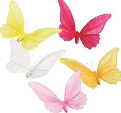 Cinco Mariposas Decorativas De Colores Para Colgar, 26 Cm