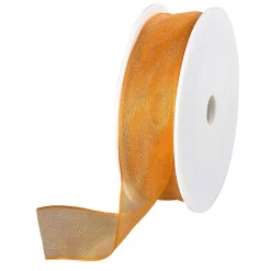Cinta De Chifón Con Alambre, Color Naranja, Anchura 25 Mm