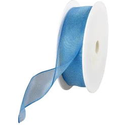 Cinta De Chifón Con Alambre, Color Azul Claro, Anchura 25 Mm