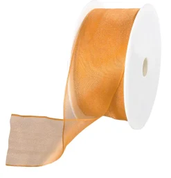 Cinta De Chifón Con Alambre, Color Naranja, Anchura 40 Mm