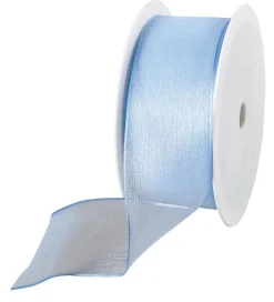 Cinta De Chifón Con Alambre, Color Azul Claro, Anchura 40 Mm