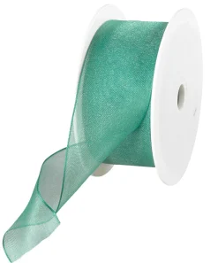 Cinta De Chifón Con Alambre, Color Verde, Anchura 40 Mm