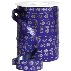 Cinta De Poliéster "Ornamento De Hojas", 10 Mm, Azul